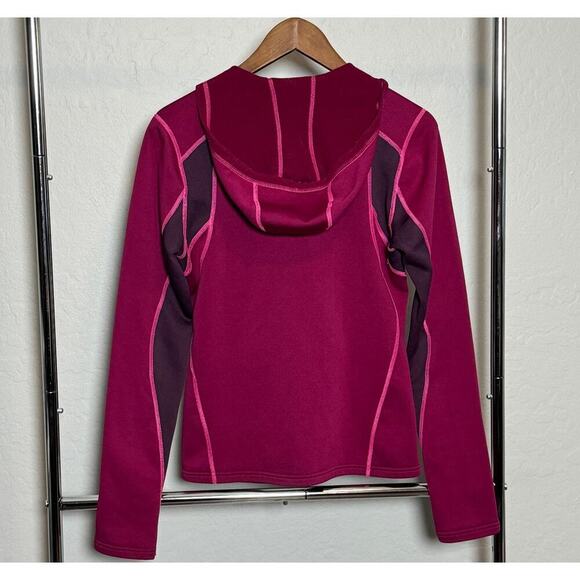 Patagonia S Burgundy Pink Full Zip Hoodie Jacket Thumb Holes Fleece Outdoor Camp - Picture 3 of 3